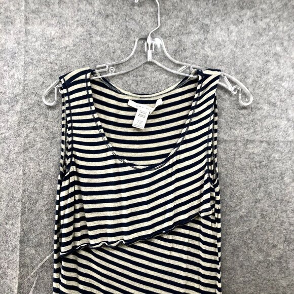 Max Studio Midi Tank Dress Size Large L Gray Blue Stripe Jersey Knit Scoop Neck - Picture 3 of 7